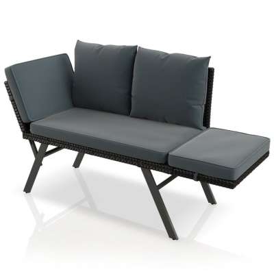 Polyrattan multifunkcionális pad 132 x62x84 cm fekete/szürke