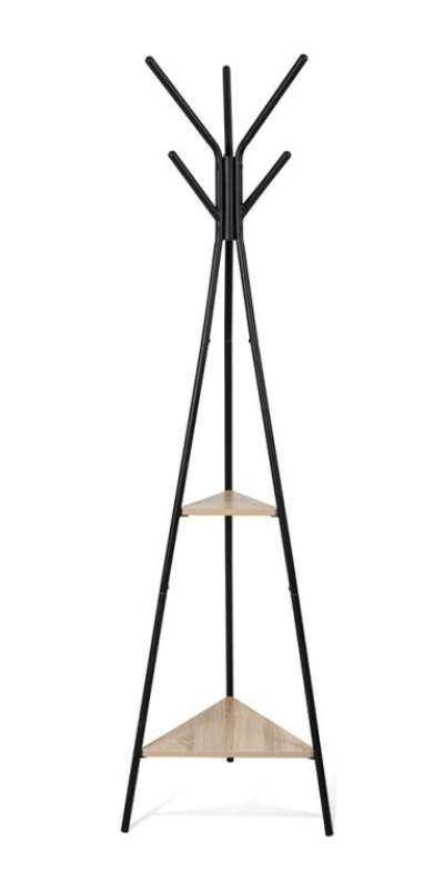 Fém fogas polccal 180 x 52 cm fekete