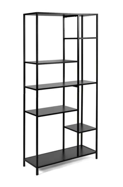 Fém polcos állvány laminált polccal 80x165x30 cm fekete