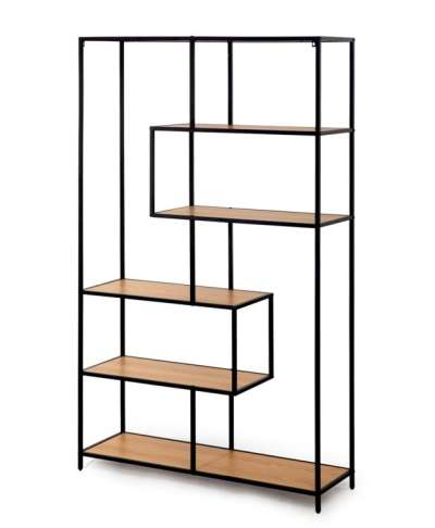 Nyitott polcos állvány fém vázzal és polcokkal 114x185x35 cm