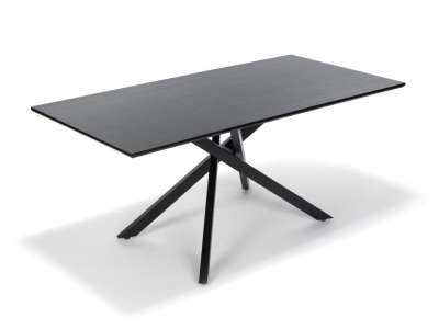 Étkezőasztal fekete fém lábakkal 180 x 90 cm