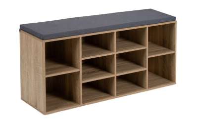 Cipőszekrény paddal natúr/szürke 103 x 48 x 30 cm