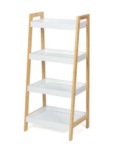 Bambusz polc 4 polccal fehér 85 x 39 x 29 cm