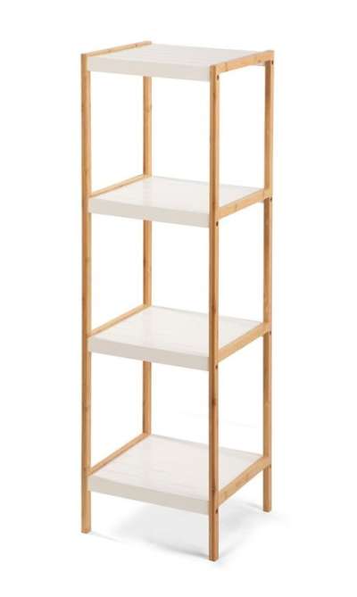 Bambusz polc 4 polccal fehér 110 x 33 x 34 cm