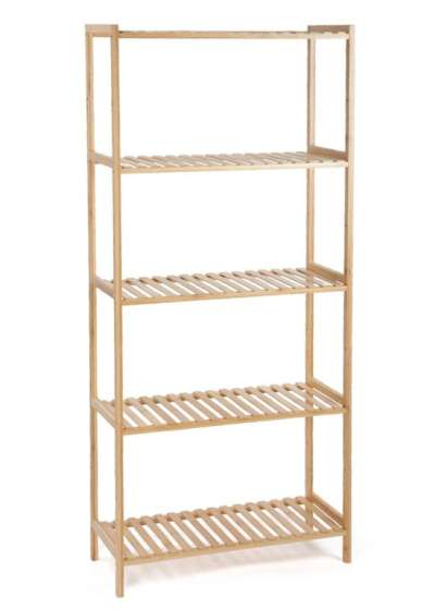 Bambusz polc 5 polccal natúr 130 x 60 x 25 cm