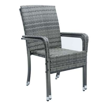 Polirattan kerti székek Yoro Set, 2 egymásra rakható szék karfával - szürke márvány