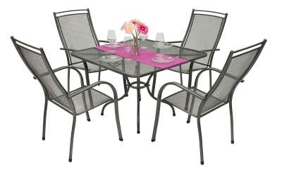 Kerti fém szerelvény PALMA IV. 1 + 4 Asztal 90 x 90 cm (CT0312)