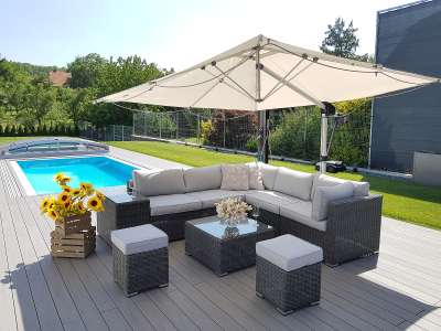 Rattan változó készlet SEVILLA 7 fő számára (antracit)