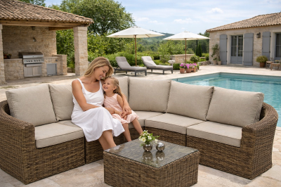 Rattan modul szöglet BORNEO LUXURY (barna)