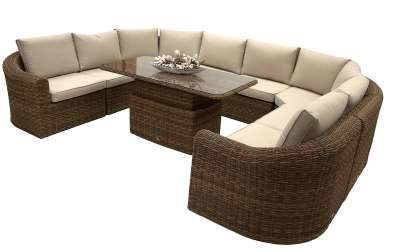 Rattan moduláris étkezőgarnitúra BORNEO LUXURY 8 személyes (barna)