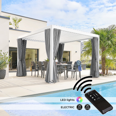 Kerti alumínium pavilon elektromos MEGAN 3,6x3,6 m (fehér)