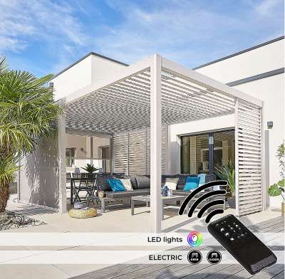 Kerti alumínium pavilon elektromos MEGAN 6x3 m (elefántcsont)