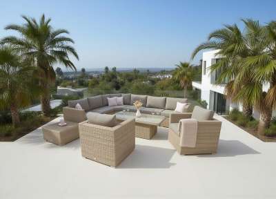 Rattan variálható ülőgarnitúra MALIBU 8 fő részére (cappuccino)