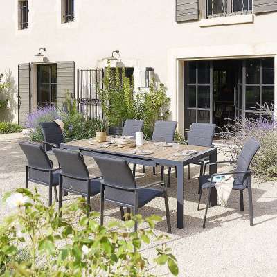 VANCOUVER alumínium étkezőgarnitúra 1+8 (antracit)