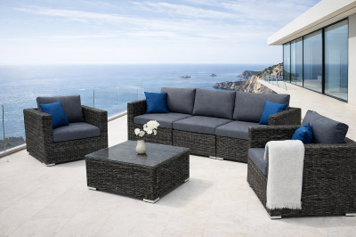 Rattan variálható ülőgarnitúra MALIBU 5 fő részére (szürke)