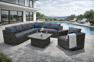 Rattan variálható ülőgarnitúra MALIBU 6 fő részére (szürke)