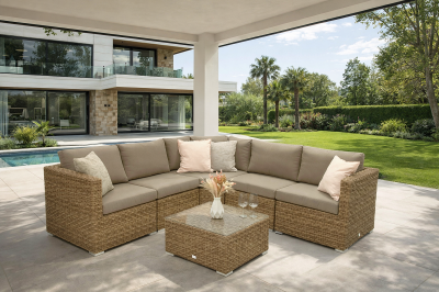 Rattan variálható ülőgarnitúra MALIBU 5 fő részére (bézs-barna)