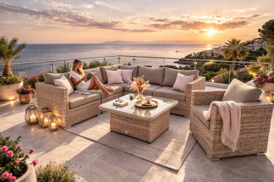 Rattan variálható ülőgarnitúra MALIBU 6 fő részére (cappuccino)