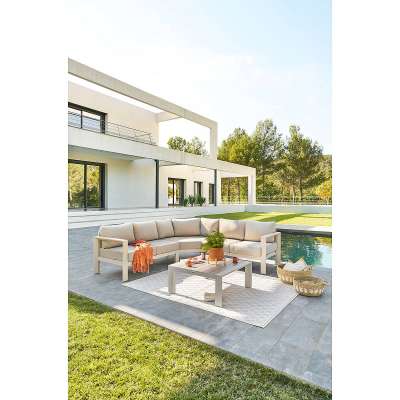 VANCOUVER alumínium sarokgarnitúra 5 személyes (elefántcsont)