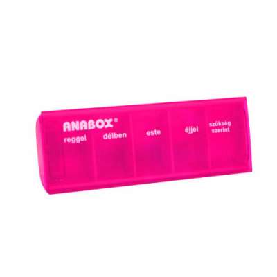 Napi gyógyszeradagoló, 5 rekesz naponta (Anabox), pink