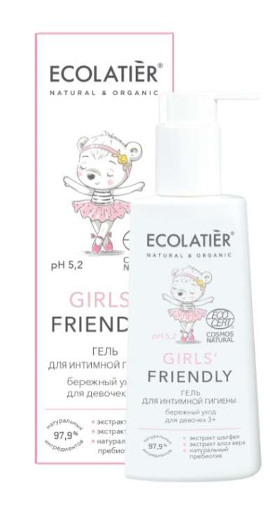 Tisztító gél intim higiéniához 5,2 pH-val lányok számára- Girls Friendly - EcoLatier Organic Mennyiség: 250 ml
