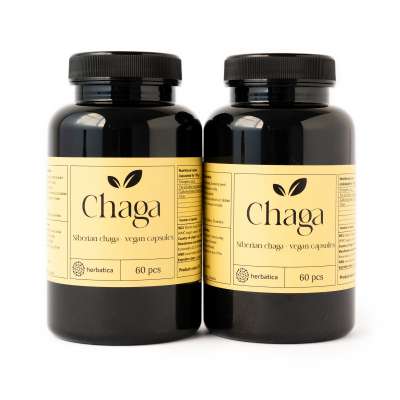 Kedvezményes készlet: 2 x Szibériai Chaga - 60 vegán kapszula (300mg/kapszula) - Herbatica