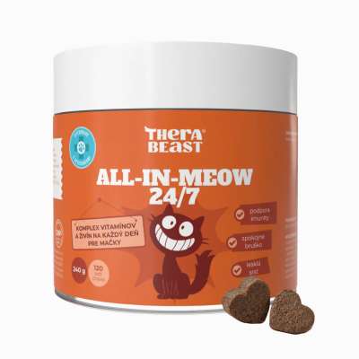 All-in-meow 24/7 – vitamin- és tápanyag-komplex macskáknak – 120 db – Therabeast