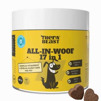 All-In-Woof 17 az 1-ben – vitamin-, probiotikum- és tápanyagkomplex kutyáknak – 60 db – Therabeast