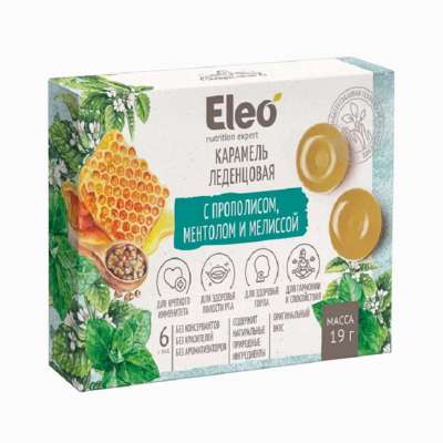 ELEO cukorkák propolisszal, mentollal és citromfűvel – 6 db / 19 g