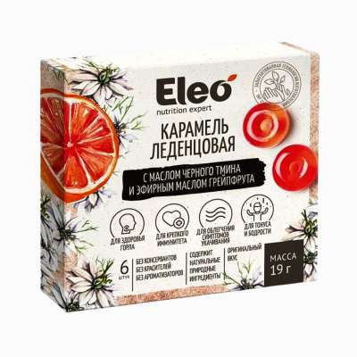 ELEO karamellás cukorka grapefruittal és feketekömény-olajjal – 6 db / 19 g