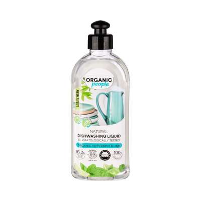 Organic People természetes mosogatószer bio mentával és lime-mal – 350 ml