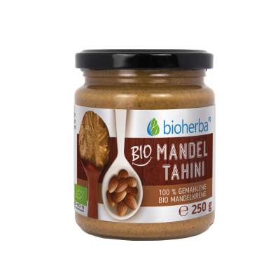 100% bio mandulatahini finomra őrölt bio mandulabélből – 250 g – Bioherba