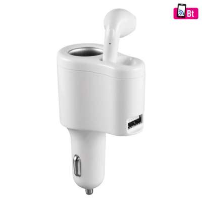 Fülhallgató autós töltővel, 3 in 1, mono headset, 3,1 A gyorstöltő, ~2 óra üzemidő