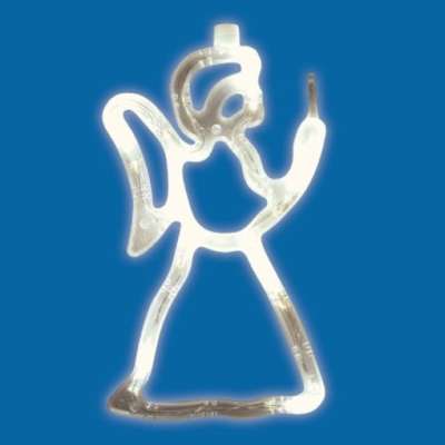 Karácsonyi LED ablakdisz angyalka beltéri 8 db MelegFehér , elemes, öntapadós