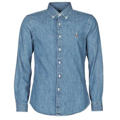 Hosszú ujjú ingek Polo Ralph Lauren CHEMISE CINTREE SLIM FIT EN JEAN DENIM BOUTONNE LOGO PONY PLAYER