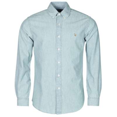 Hosszú ujjú ingek Polo Ralph Lauren CHEMISE AJUSTEE EN CHAMBRAY DENIM COL BOUTONNE LOGO PONY PLAYER