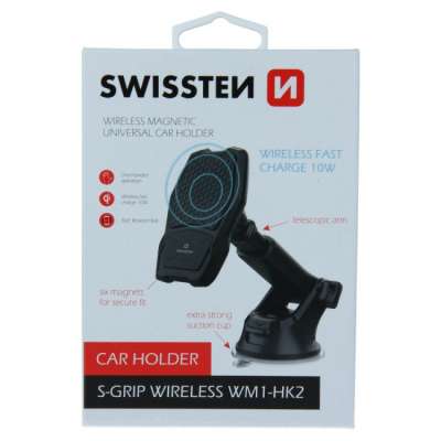 Swissten mágneses tartó autóba S-Grip WM1-HK2 vezeték nélküli töltéssel