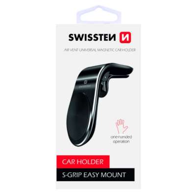 Swissten mágneses tartó szellőzőbe S-Grip easy mount, fekete