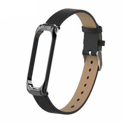 Leather Strap for Xiaomi MiBand 3/4, black