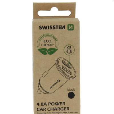 CL Adapter Swissten 2x USB 4,8A, fekete
