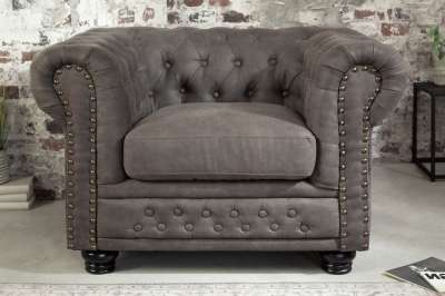 Luxus vintage fotel Chesterfield szürke