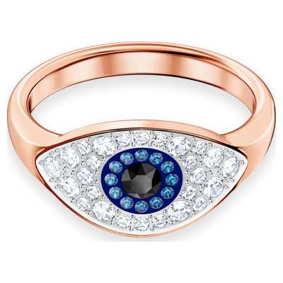 Swarovski Szimbolikus gonosz szem gyűrű, többszínű, rózsaarany árnyalatú bevonattal