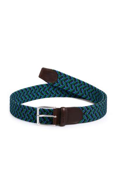 ÖV GANT D1. PATTERNED ELASTIC BRAID BELT LUSH GREEN