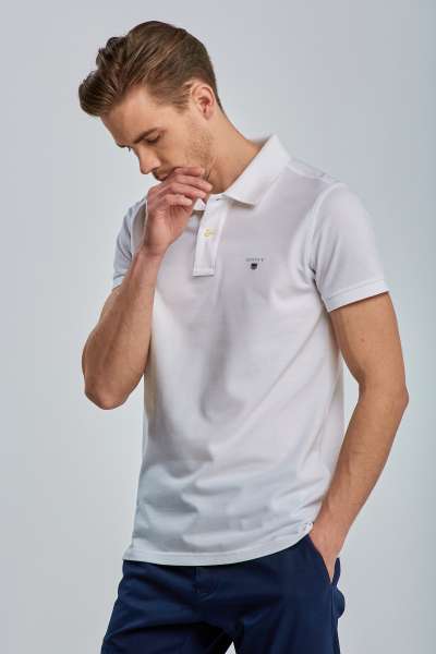 PÓLÓ GANT ORIGINAL SLIM PIQUE SS RUGGER WHITE