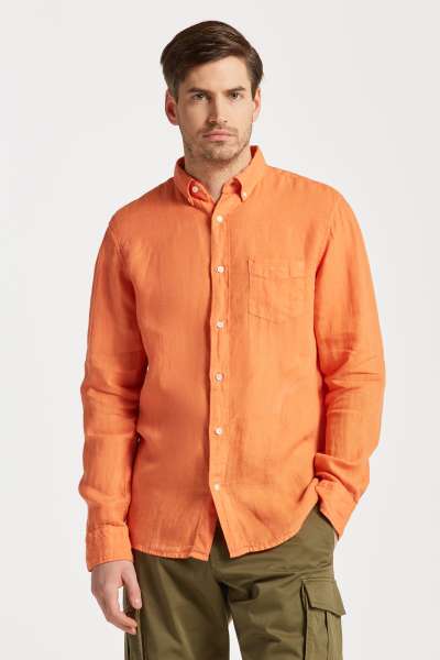 ING GANT REG UT GMNT DYED INEN SHIRT APRICOT ORANGE