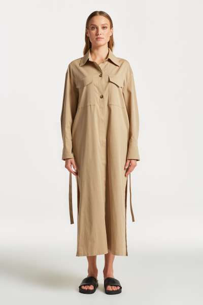 KABÁT GANT LONG OVERHIRT COAT DARK KHAKI