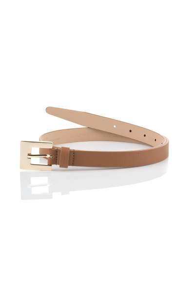 ÖV GANT SQUARE BUCKLE SLIM BELT CINNAMON BROWN