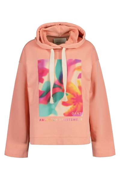 MELEGÍTŐ FELSŐ GANT RELAXED FLORAL GRAPHIC HOODIE GUAVA ORANGE