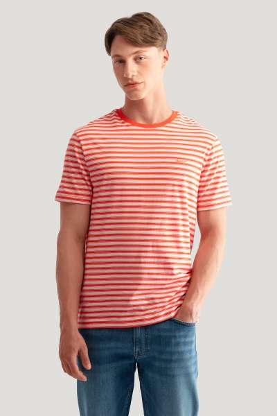 PÓÓ GANT STRIPED SS T-SHIRT GRAPEFRUIT ORANGE