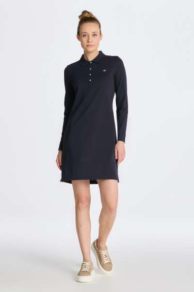 RUHA GANT SLI SHIELD LS PIQUE DRESS EVENING BLUE